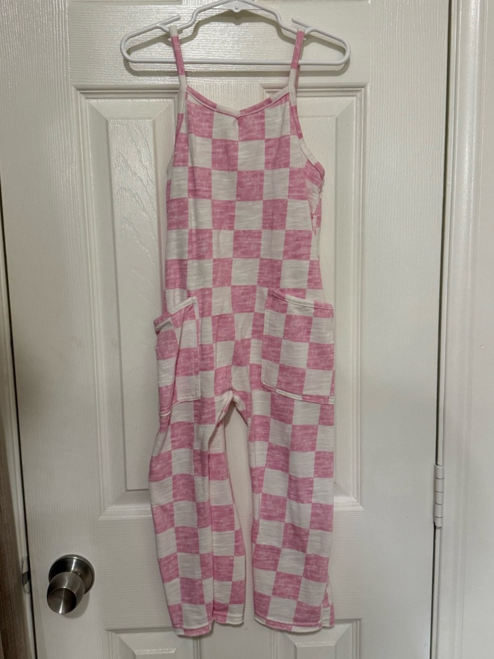 Toddler Girls' Pink Checkerboard Jumpsuit 4T